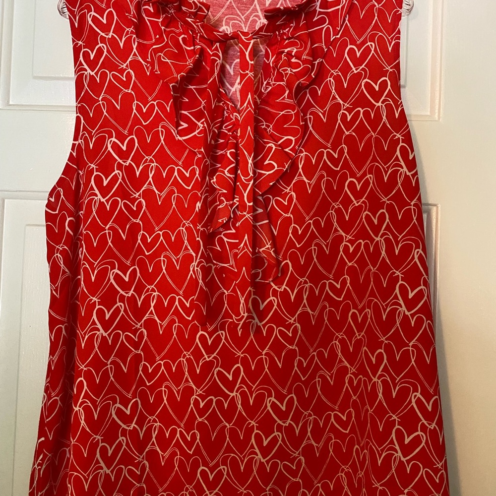 LOFT Red Heart Patterned Women's Top